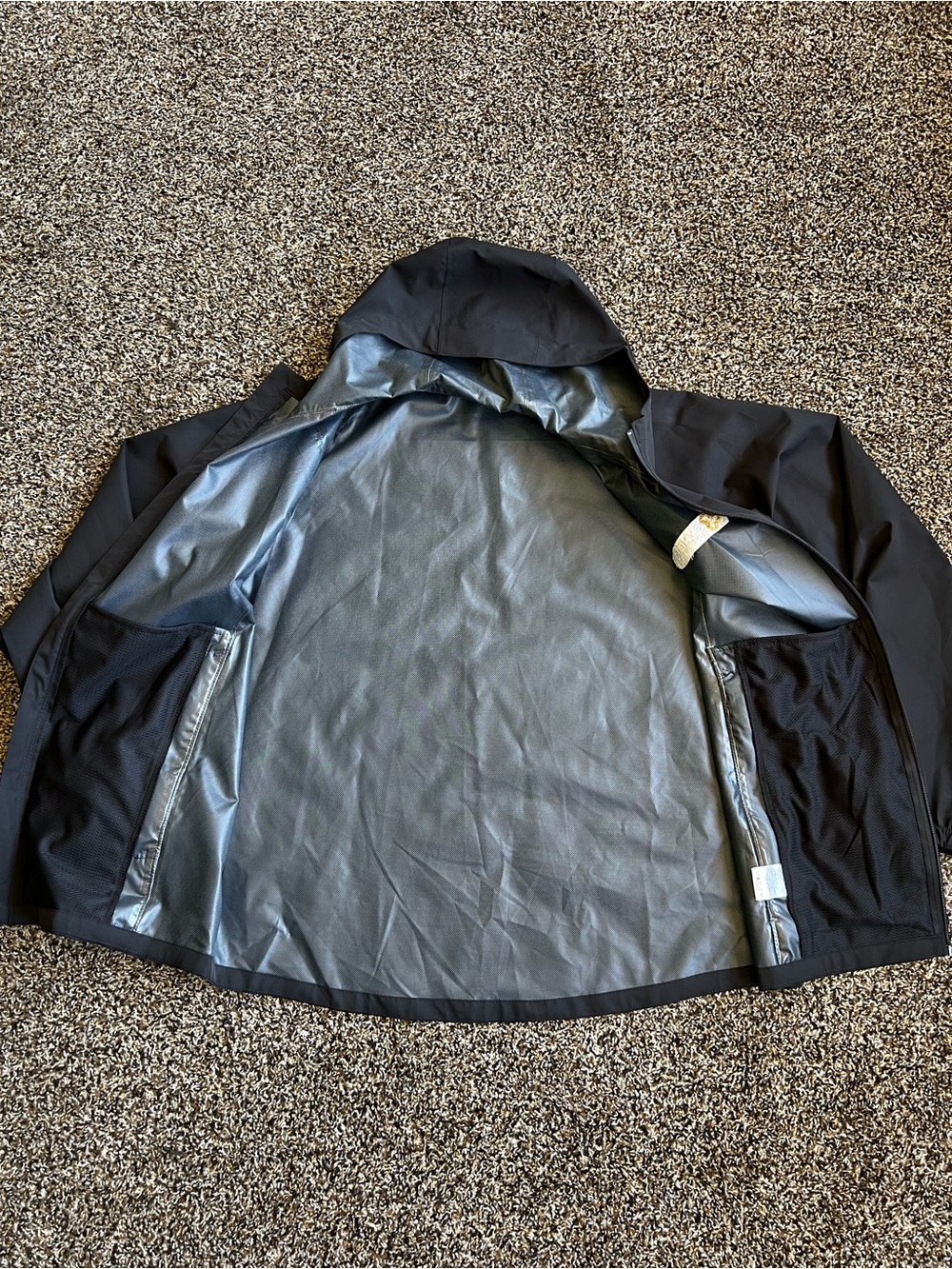 Port Authority Black Hooded Raincoat with Yellow Logo Patch - Picture 9 of 9